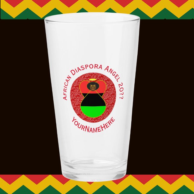 Afrikansk diaspora ängel Personlig röd text Glaskopp (Skapare uppladdad)