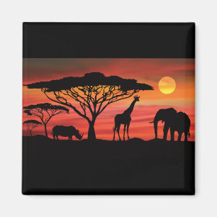 Afrikansk-djur och sunset magnet