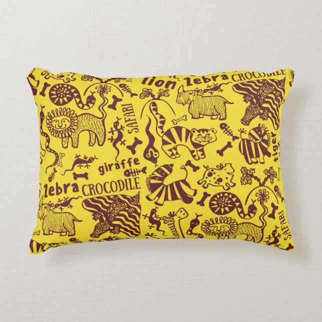 Afrikansk djurart: Kulturellt sjölöst Mönster. Prydnadskudde (Framsidan)