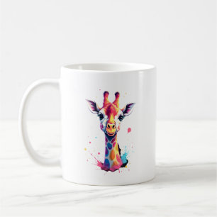 Afrikansk djurkonst Den färgglada giraffen för rol Kaffemugg