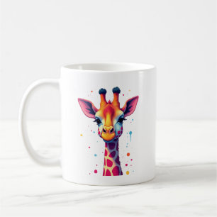 Afrikansk djurkonst Den färgglada giraffen för rol Kaffemugg