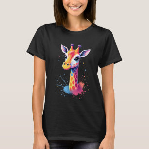 Afrikansk djurkonst Den färgglada giraffen för rol T Shirt