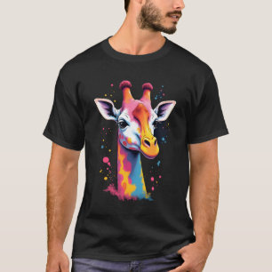 Afrikansk djurkonst Den färgglada giraffen för rol T Shirt