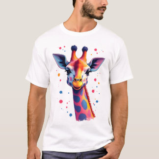 Afrikansk djurkonst Den färgglada giraffen för rol T Shirt