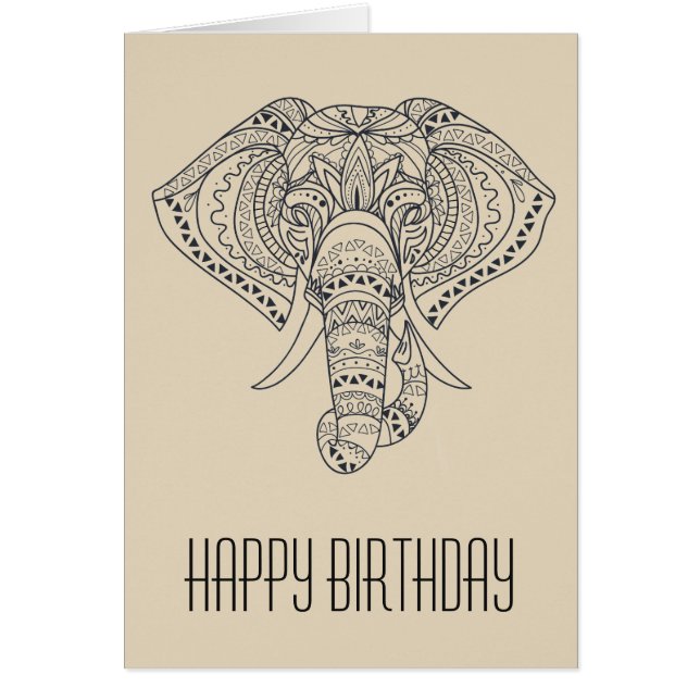 Afrikansk djurkonst från stamelefanter hälsningskort (Framsidan)