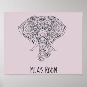 Afrikansk djurkonst från stamelefanter poster