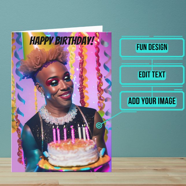 Afrikansk drag drottning Funny Birthday Kort (Make sure their LGBTQ+ birthday is as gay as they are.)