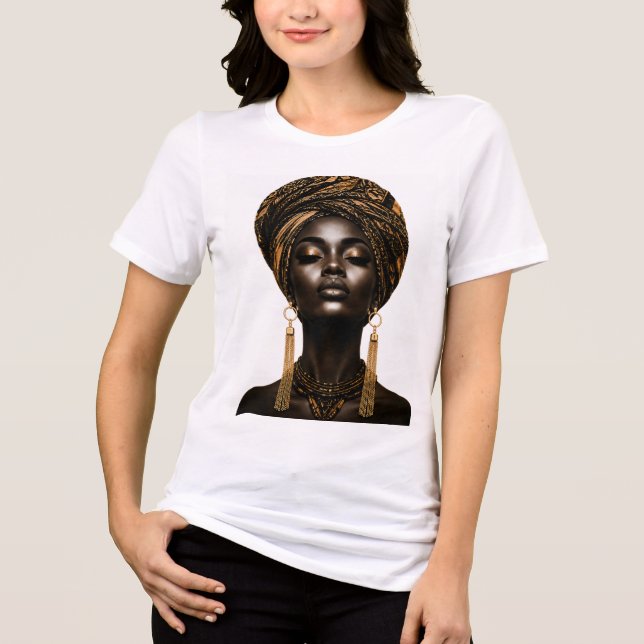 Afrikansk drottning gul huvudduk t shirt (Framsida)