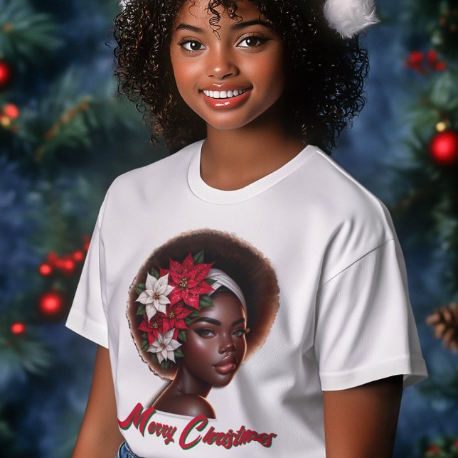 Afrikansk drottning med Poinsettias T-Shirt (Skapare uppladdad)