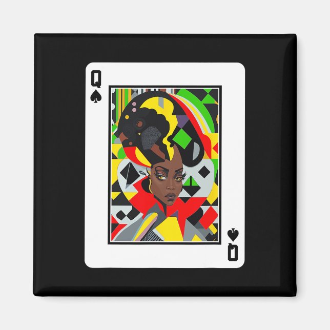 Afrikansk drottningskort Melanin Black Pride Blm J Magnet (Framsidan)