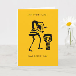 Afrikansk Drumming Silhouette Drumming Girl Birthd Kort