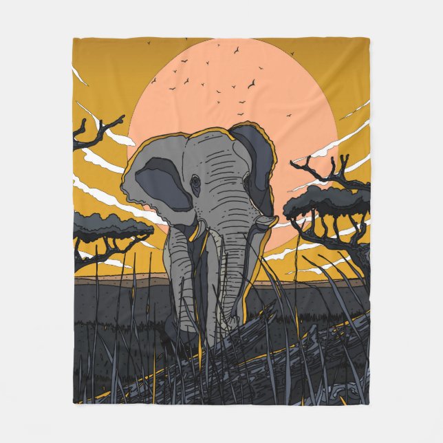 Afrikansk elefant fleecefilt (Framsidan)