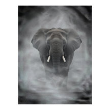 Afrikansk Elefant i Dimmig Disa Lugnt Impasto