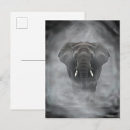 Afrikansk Elefant i Dimmig Disa Lugnt Impasto Vykort