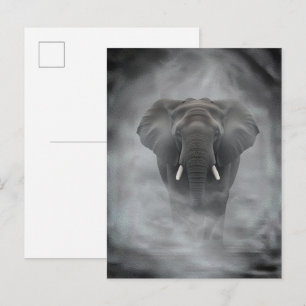 Afrikansk Elefant i Dimmig Disa Lugnt Impasto Vykort