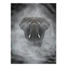 Afrikansk Elefant i Dimmig Dunst Lugnt Impasto