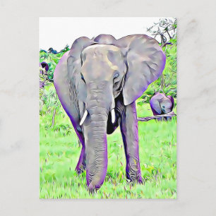 Afrikansk elefant Mamma och Baby Scene Artwork Vykort