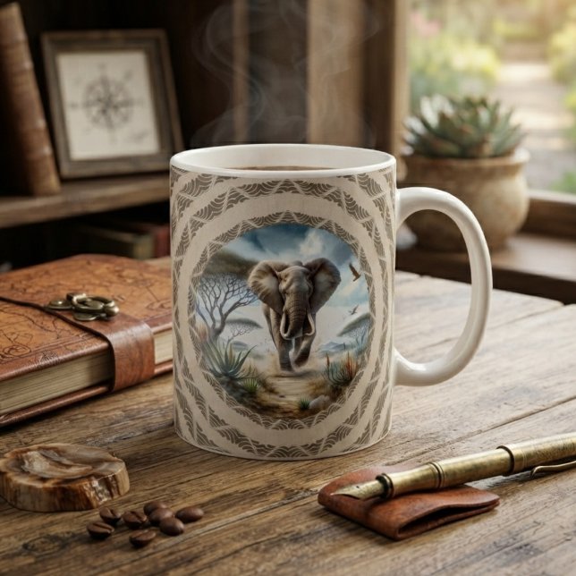 Afrikansk elefant med Mönster Kaffemugg (Skapare uppladdad)