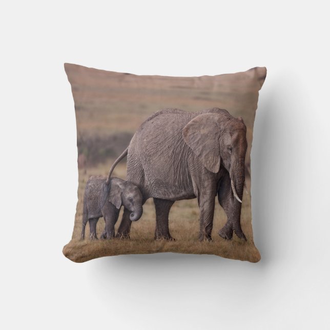 Afrikansk elefant med unge kudde (Framsida)