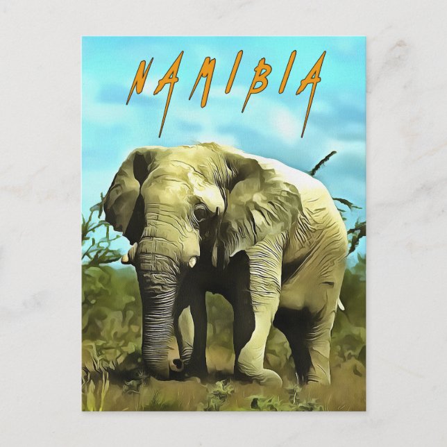 Afrikansk elefant, Namibia Vykort (Framsida)