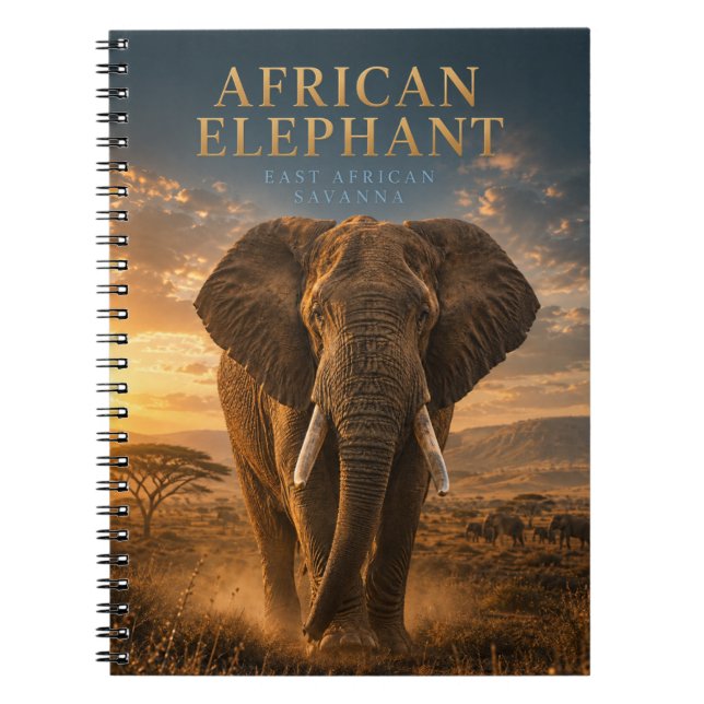 Afrikansk Elefant Savann Djur Anteckningsbok (Framsidan)
