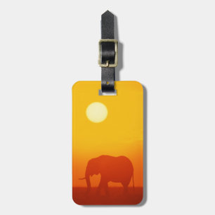 Afrikansk elefant som går på solnedgången, Kenya Bagagebricka