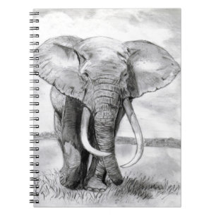 afrikansk elefant som med blyerts drar design anteckningsbok