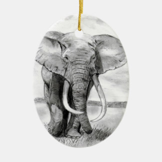 afrikansk elefant som med blyerts drar design julgransprydnad keramik