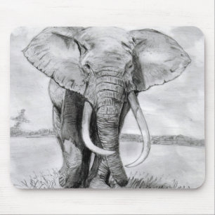 afrikansk elefant som med blyerts drar design musmatta