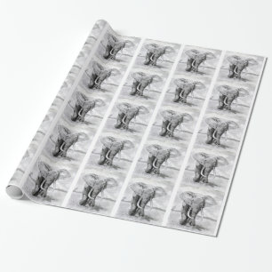 afrikansk elefant som med blyerts drar design presentpapper
