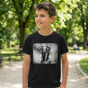 Afrikansk Elefant Svart och Vitt Akvarell T Shirt