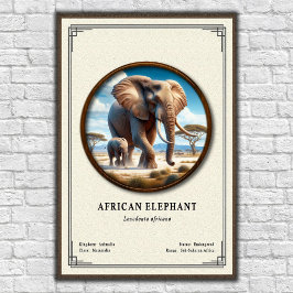 Afrikansk elefantzoologisk serie poster