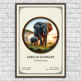 Afrikansk elefantzoologisk serie poster