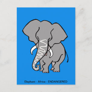 Afrikansk ELEPHANT - Conservation - ecology - Blue Vykort