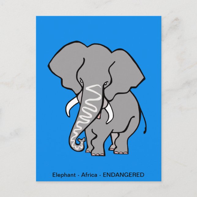 Afrikansk ELEPHANT - Conservation - ecology - Blue Vykort (Framsida)