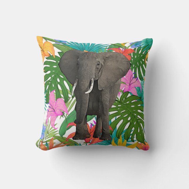 Afrikansk Elephant Jungle Safari Djurfauna Art Kudde (Framsida)