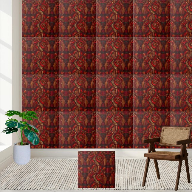 Afrikansk etisk Mönster-panel med global inspirati Kakelplatta (Globally Inspired African Ethnic Pattern Tile)