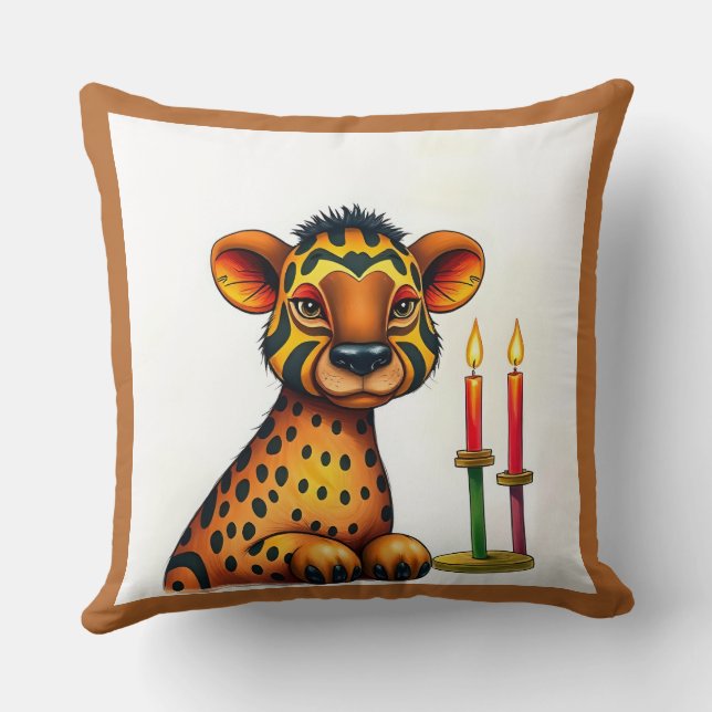 afrikansk etnisk Kwanzaa Vilda djur i Disguise Kudde (Baksida)
