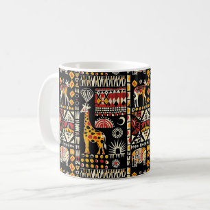 Afrikansk etnisk traditionell ornament, tribal mön kaffemugg
