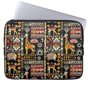 Afrikansk etnisk traditionell prydnadstyp, stampat laptop fodral