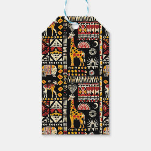 Afrikansk etnisk traditionell prydnadstyp, stampat presentetikett