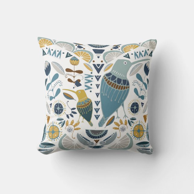 Afrikansk fågel/afrikansk design/Shweshwe/kricka Kudde (Framsida)