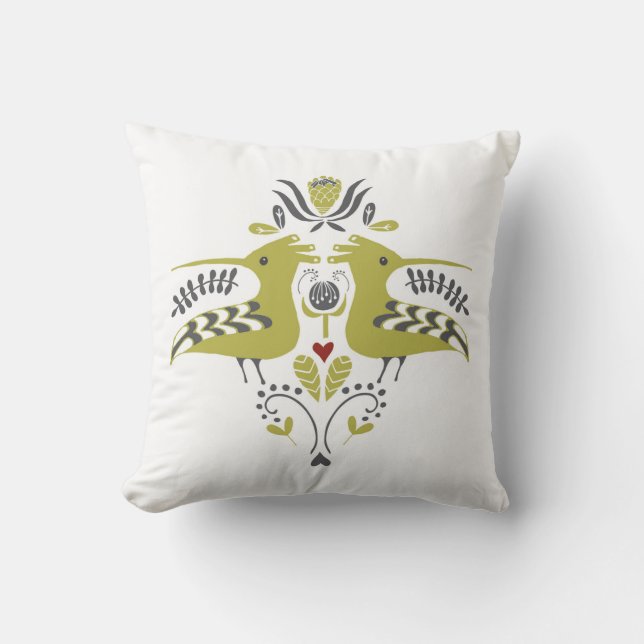 Afrikansk fågel/Hoepoe/design/korall/Shweshwe Kudde (Framsida)