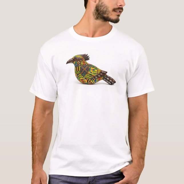 Afrikansk Fågeldesign i Vitt T Shirt (Framsida)