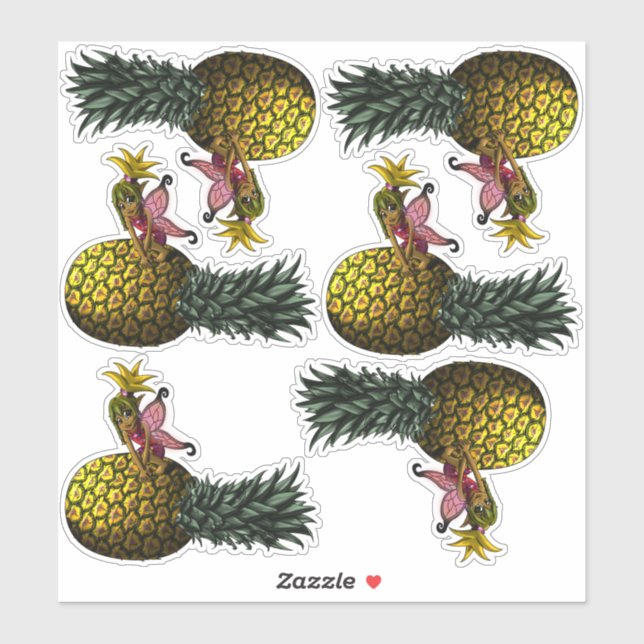 Afrikansk Fairy and Pineapple Sticker Klistermärken (Ark)