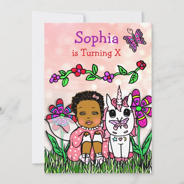 Afrikansk Fairy Birthday Inbjudningar (Framsida)