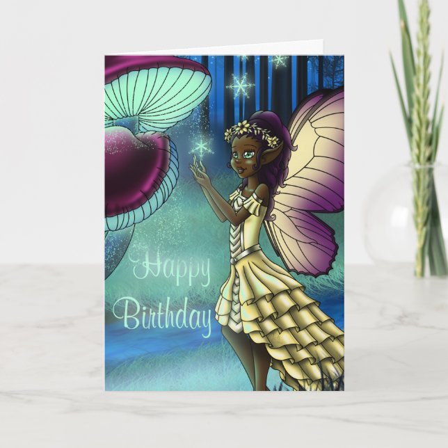 Afrikansk Fairy Birthday Kort (Framsida)