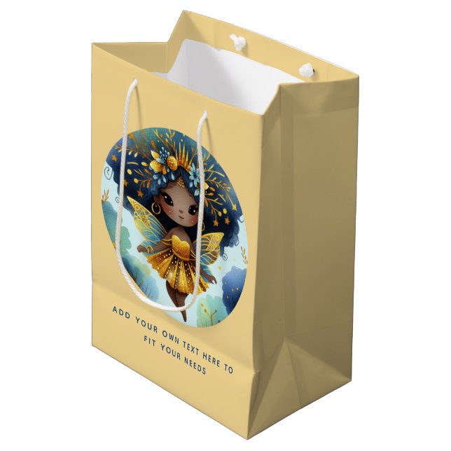 Afrikansk Fairy Birthday Teal Guld Rosa Princess (Framsidan Vinklad)