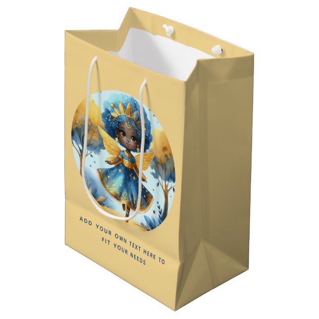 Afrikansk Fairy Birthday Teal Guld Rosa Princess (Framsidan Vinklad)