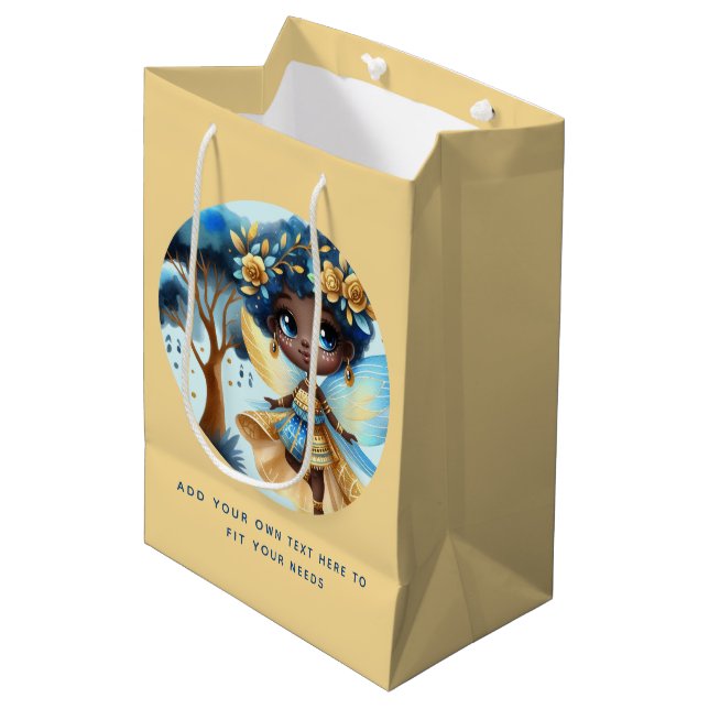 Afrikansk Fairy Birthday Teal Guld Rosa Princess (Framsidan Vinklad)